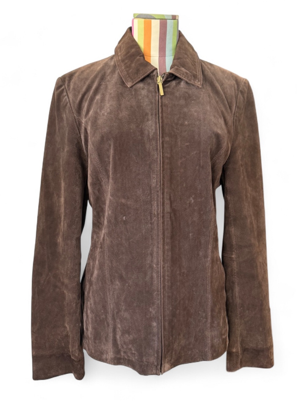 Siena Genuine Suede Leather Chocolate Brown Zip Front Jacket